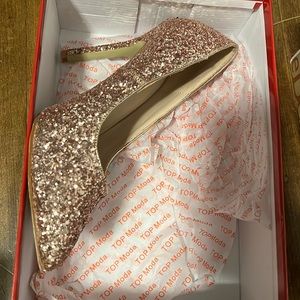 Gold, shimmery, bling heels